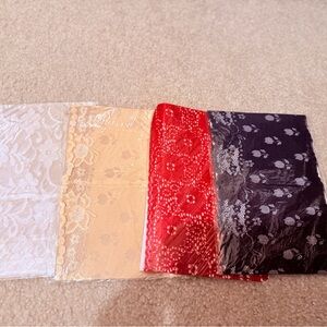 Elegant Lace Fabric Set in Black, Gold, Red, and white